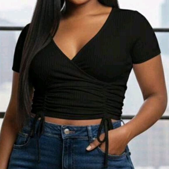 Jennifer Lopez Black Sheer Sleeve Blouse - Picture 4 of 5